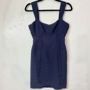 Herve Leger “Velma” Bandage Bodycon Navy Blue Mini Dress